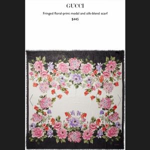 100 Authentic Gucci floral scarf w/ fringe